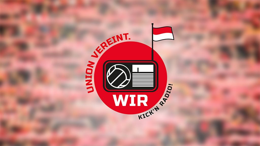 Logo von Kick'n Radio mit dem Text "UNION VEREINT. WIR" und einer Flagge im Hintergrund.