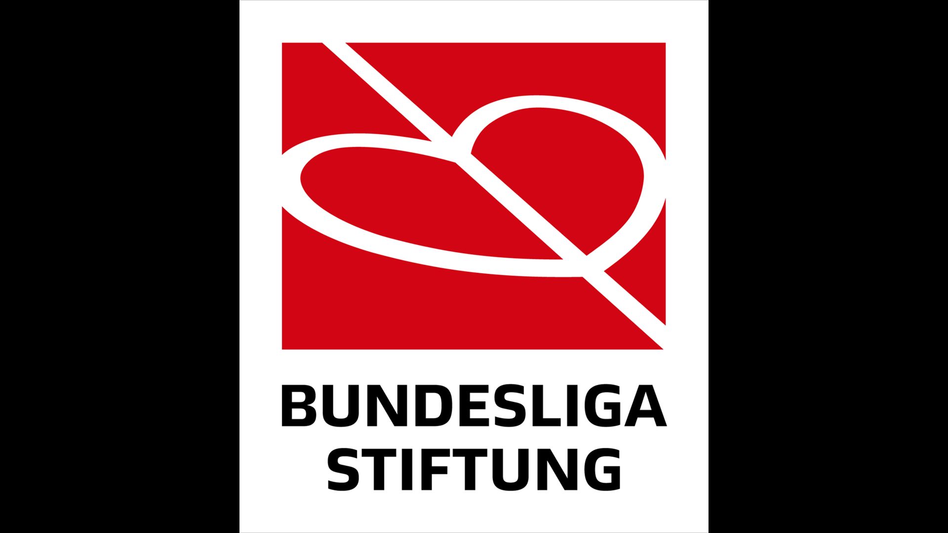 Logo der Bundesliga Stiftung, bestehend aus einem roten Quadrat mit einem Herzen, das diagonal durch ein rotes Strichsymbol geteilt ist.