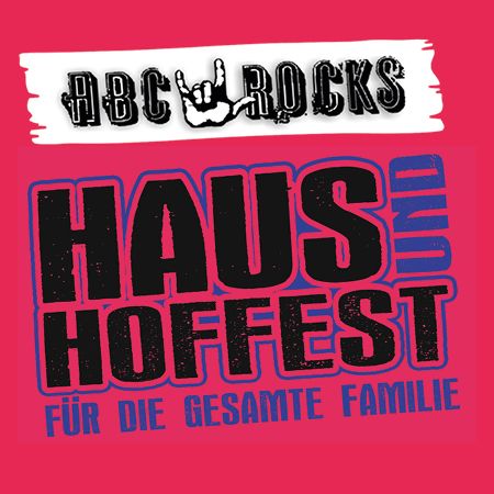 Logo mit dem Text "ABC ROCKS HAUS und HOFFEST FÜR DIE GESAMTE FAMILIE" auf einem pinken Hintergrund.
