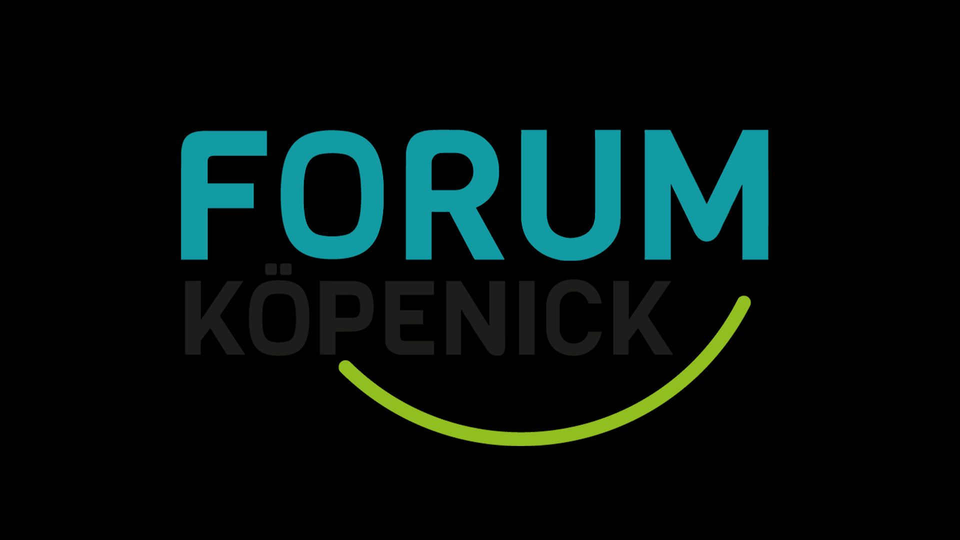 Logo des Forums Köpenick in Blau und Schwarz mit grünem Element.