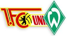 Logos des 1. FC Union Berlin und Werder Bremen auf einem weißen Hintergrund.