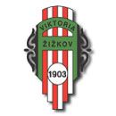 Wappen des Fußballclubs Viktoria Žižkov mit rot-weißen und grünen Farben sowie der Jahreszahl 1903.
