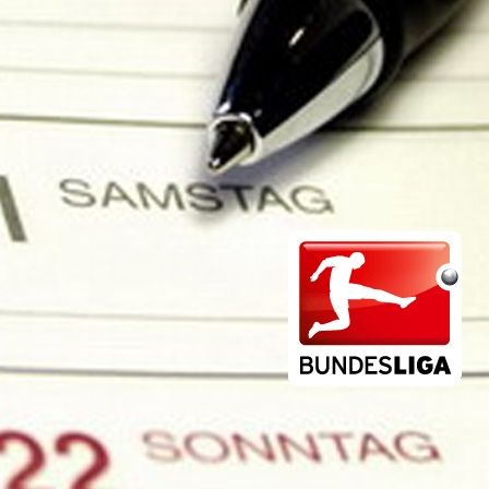 Kalenderblatt mit dem Wort "SAMSTAG" und einem Kugelschreiber, daneben das Logo der Bundesliga.