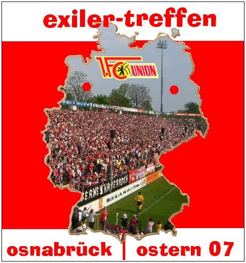 Grafik mit dem Umriss Deutschlands, gefüllt mit Menschenmengen, die ein Fußballspiel besuchen. Logo des 1. FC Union in der Mitte.