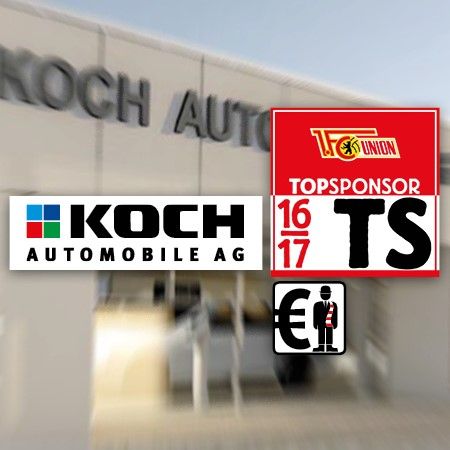 Logo von Koch Automobile AG und einem Sponsorenlogo mit dem Text "Top Sponsor 16/17", daneben ein Euro-Symbol.